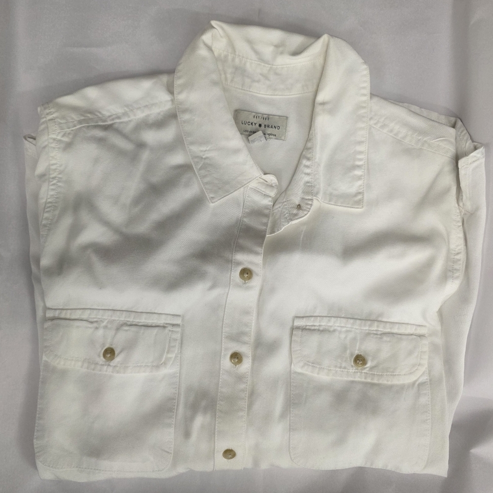 Lucky Brand White Classic Button-up Size M - Picture 6 of 15